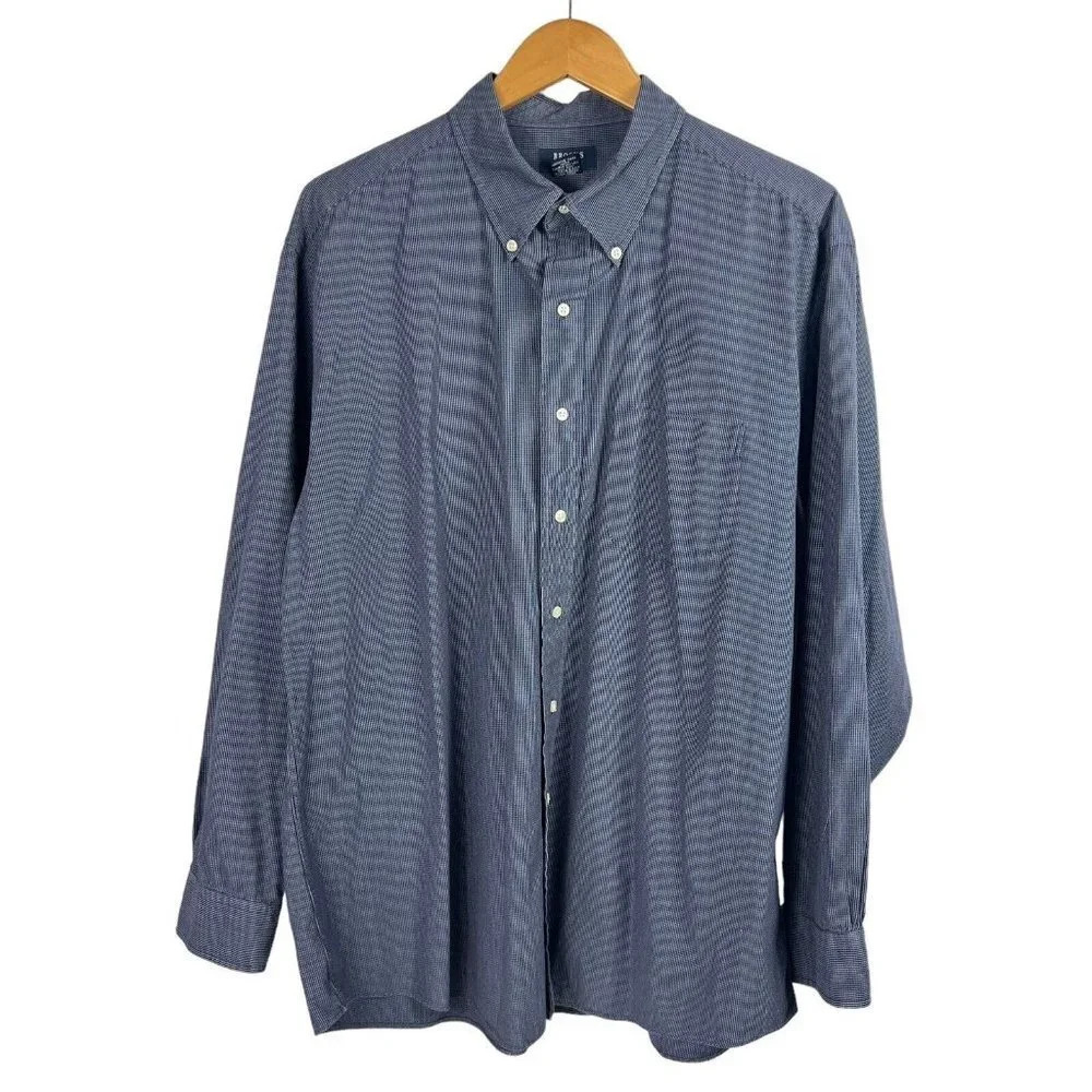 Brooks Sport Button Down Shirt Mens Size XL Cotton Blue Business Casual